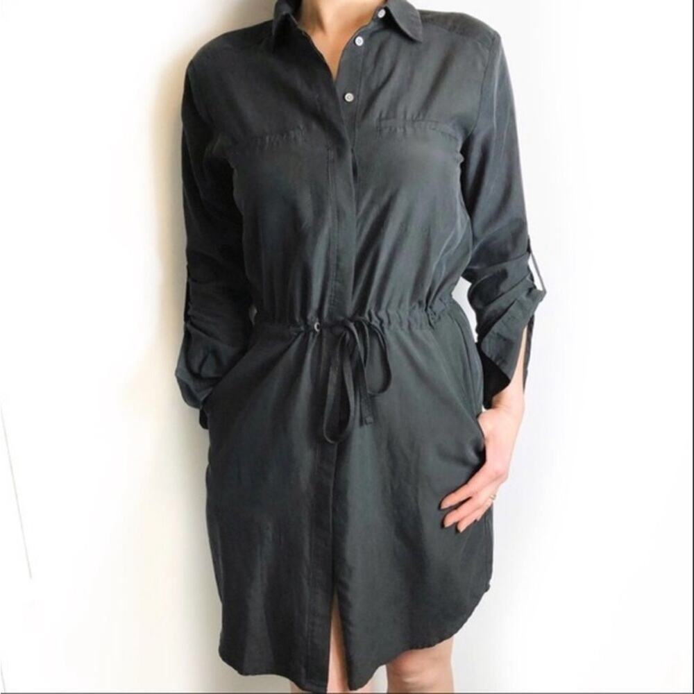 Lou & Grey Blue Twill Drawstring Shirtdress XS EUC - Picture 7 of 7